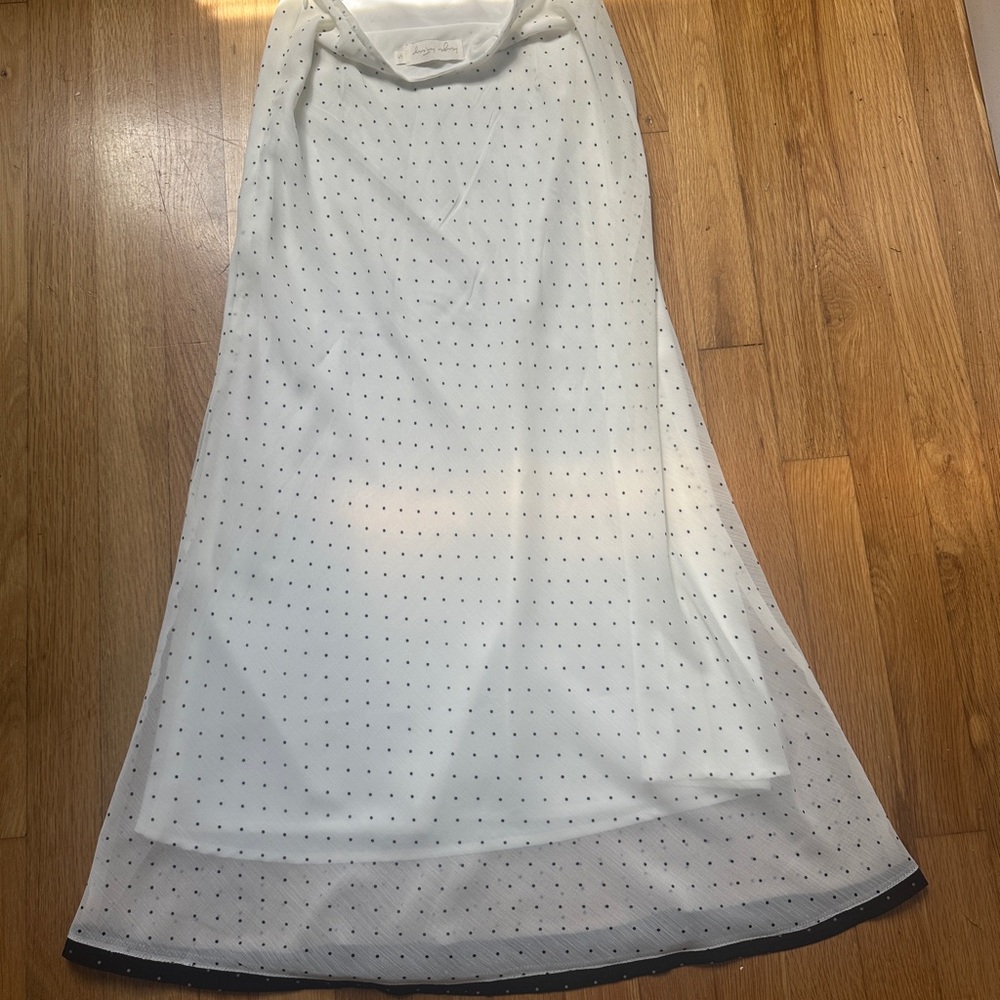 Beige botany brand White A-Line Skirt with Black  polka dots